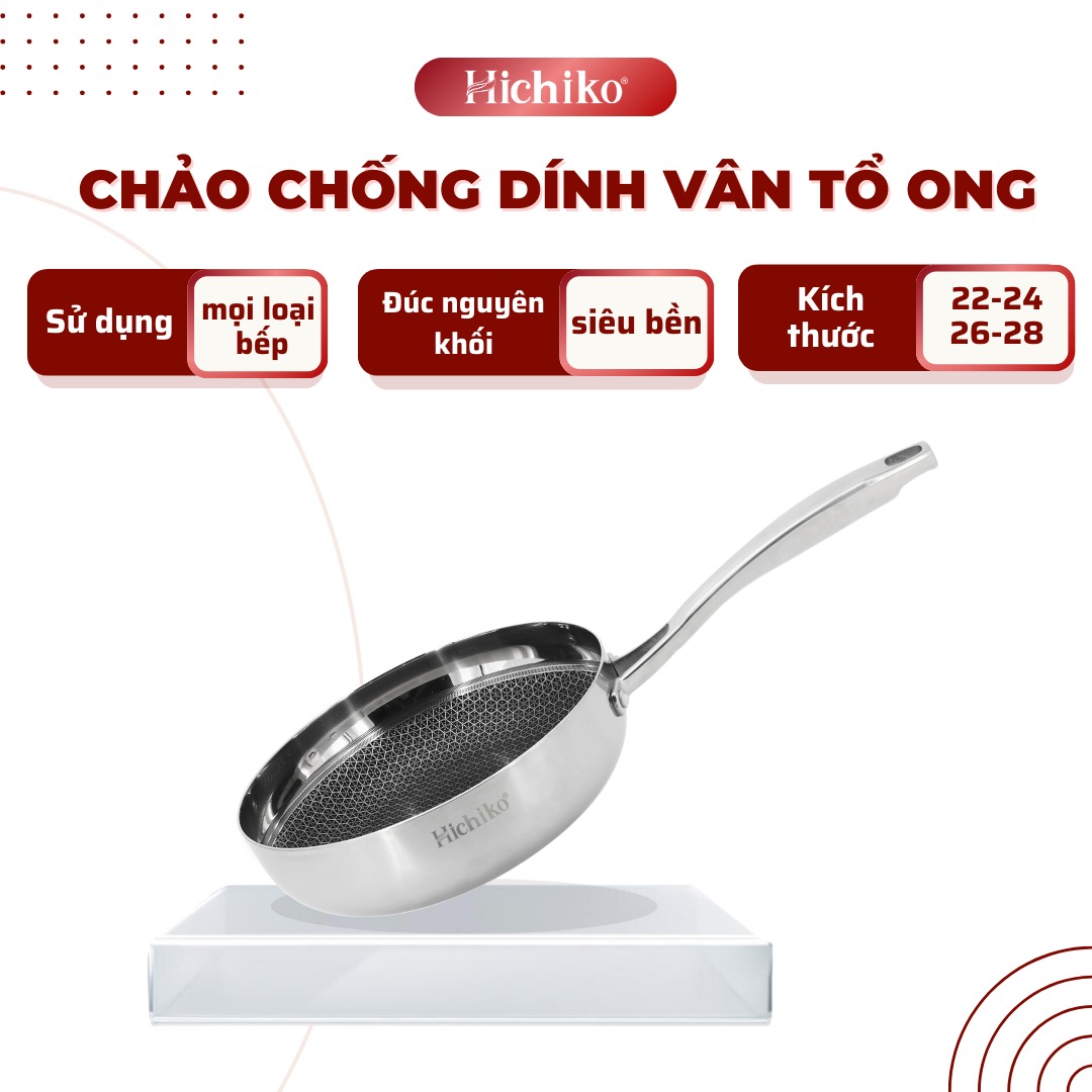 Chảo chống dính tổ ong inox cao cấp Hichiko HC-8126NK (Phi 26)
