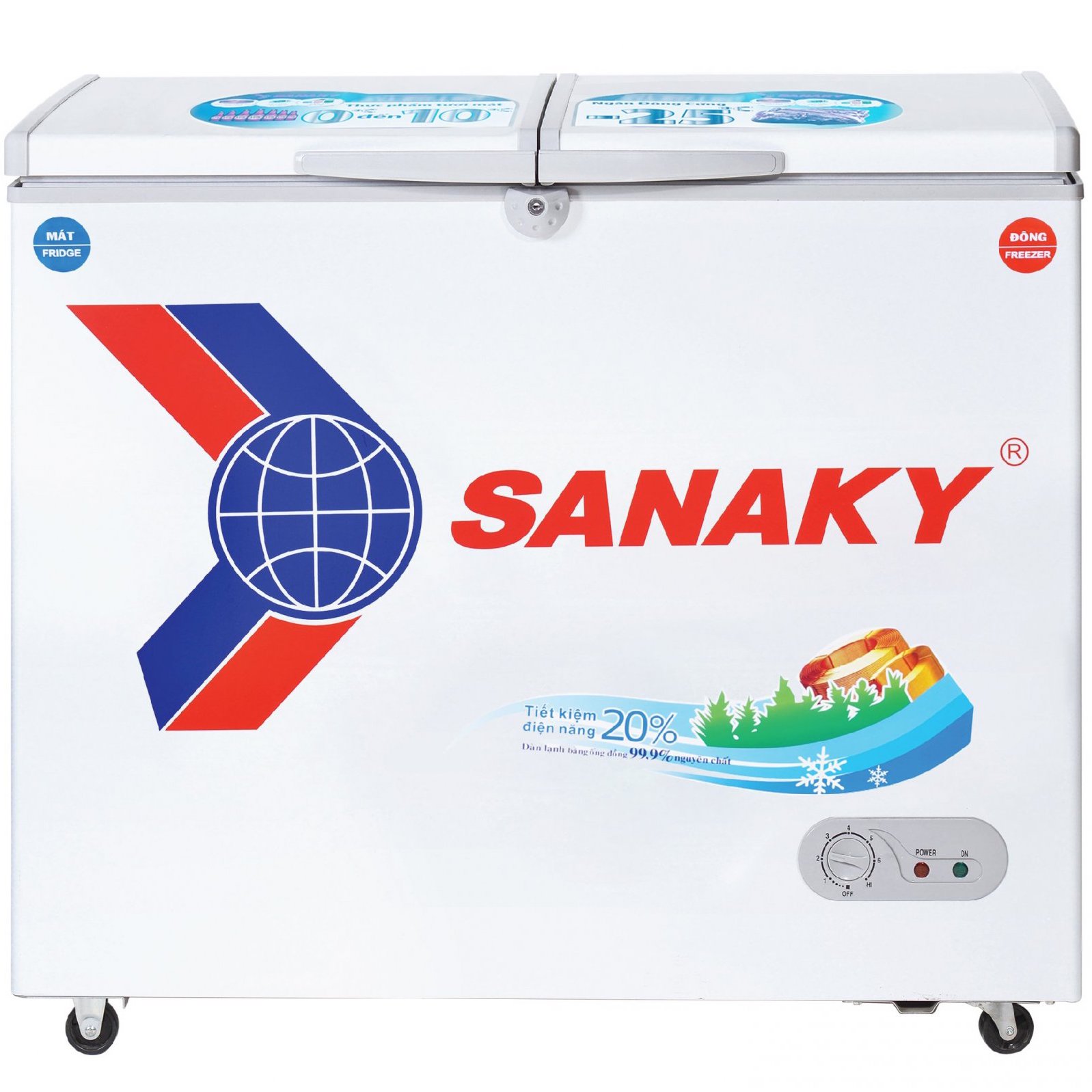 Tủ đông Sanaky 195 lít VH-2599W1 (2 ngăn, 2 cánh)