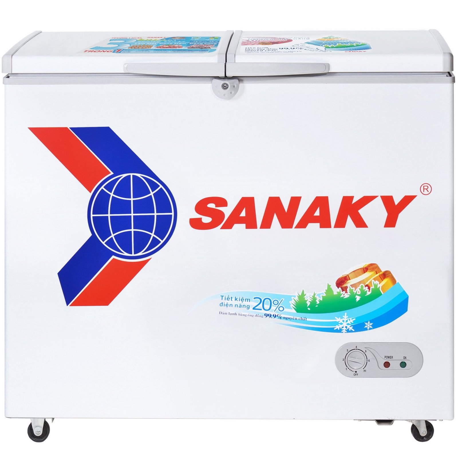 Tủ đông Sanaky 208 lít VH-2599A1(1 ngăn, 2 cánh, dàn đồng)