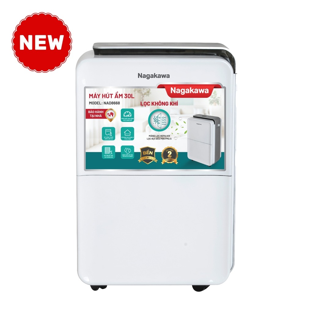 Máy hút ẩm, lọc không khí Nagakawa NAD8666 (70m2, 30L/ngày)
