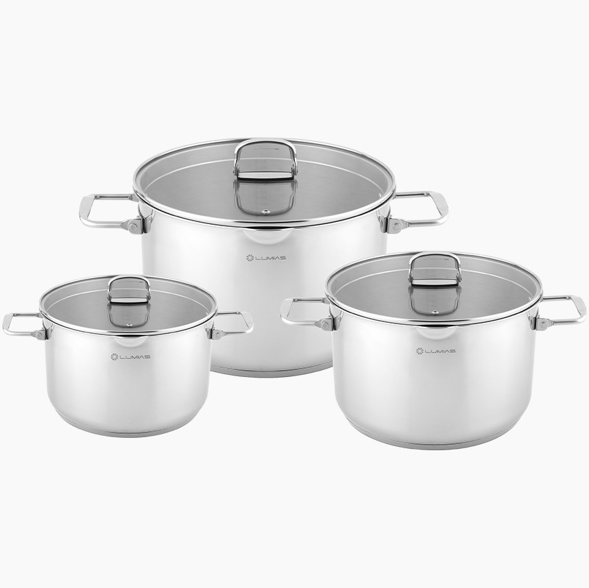 Bộ nồi Inox Lumias Nova Cookware (Phi 16, 20, 24)