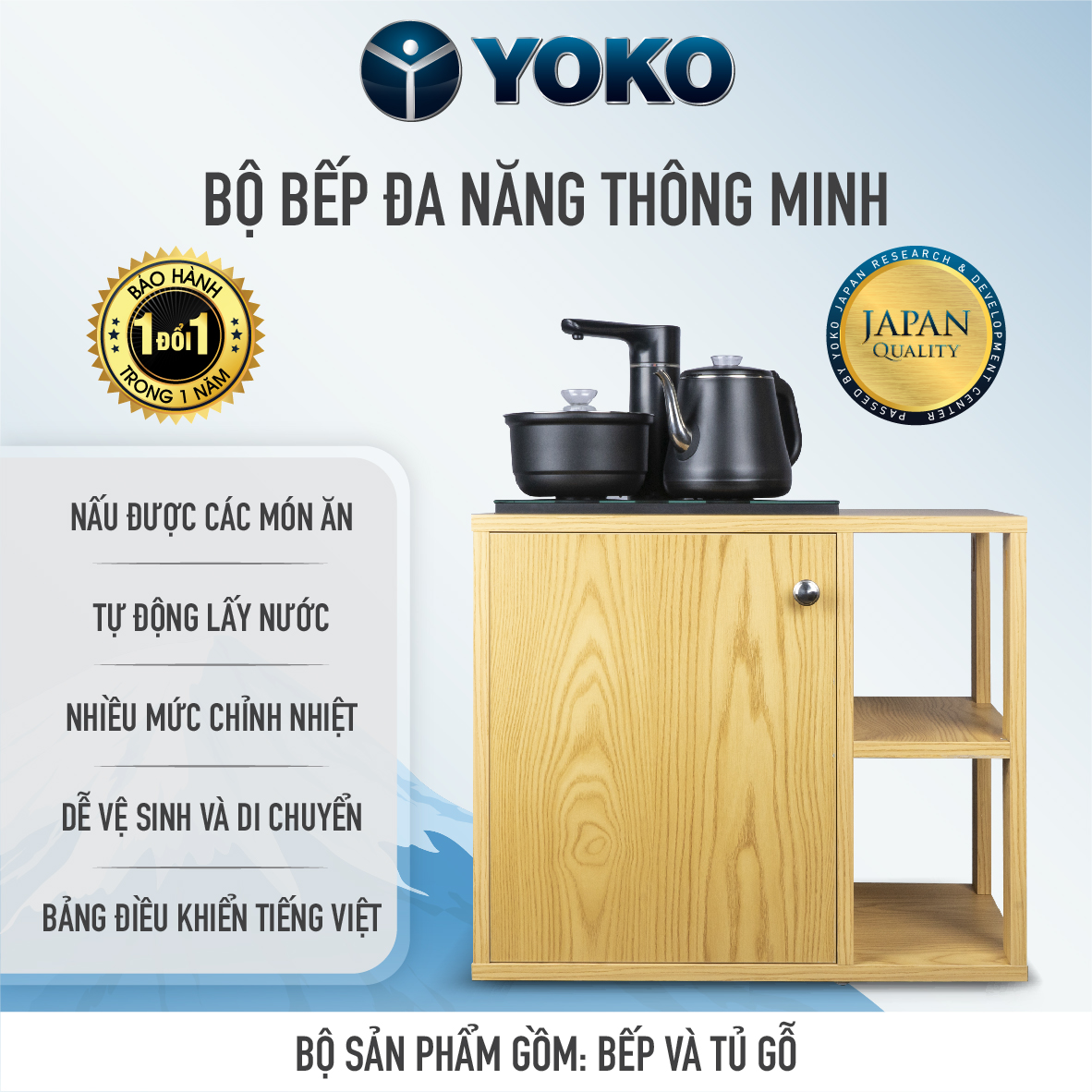 Bộ tủ bếp đôi YKC21B màu gỗ sồi (DH328SH)